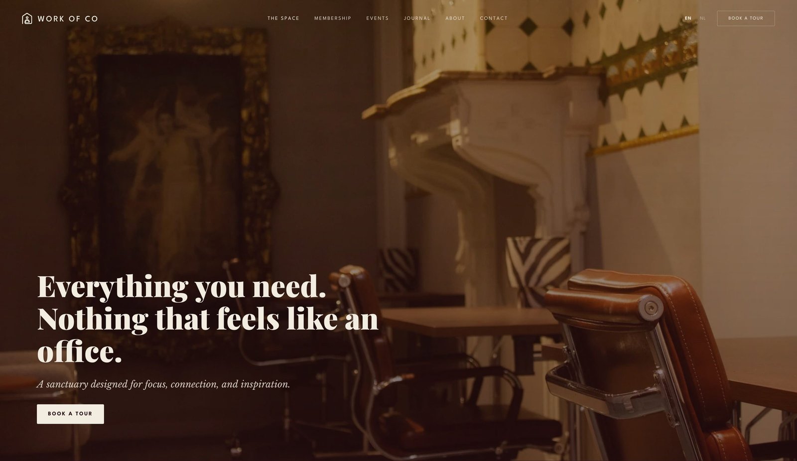 La page The Space de Work of co : Everything you need, nothing that feels like an office